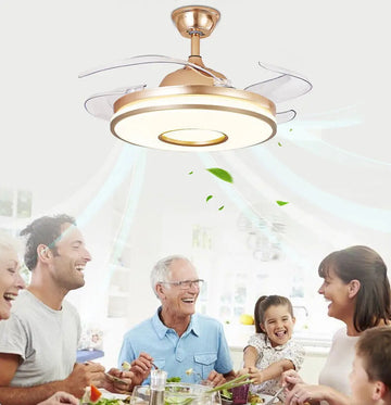 48'' Ceiling Fan 96W LED Light Retractable Blade and Remote Control 3 Colors jorunhe.com